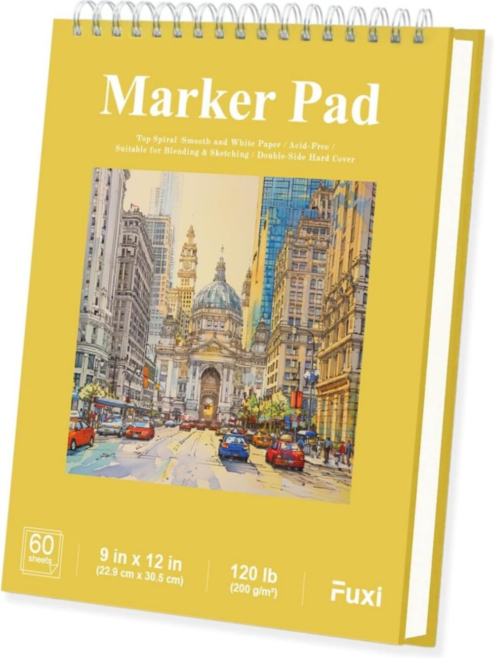 Thick Bleedproof Marker Paper Sketchbook 9"x12", 60 Sheets for Artists & Teens
